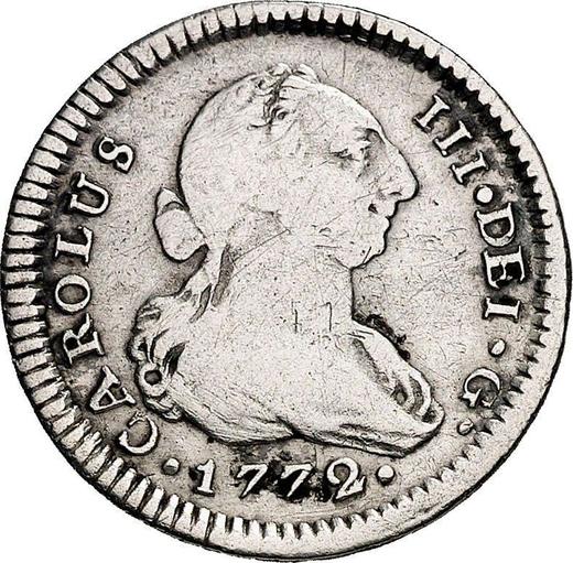 Аверс монеты - 1 реал 1772 года S CF - цена серебряной монеты - Испания, Карл III