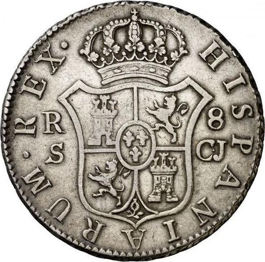 Реверс монеты - 8 реалов 1816 года S CJ - цена серебряной монеты - Испания, Фердинанд VII