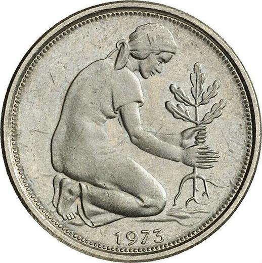 Реверс монеты - 50 пфеннигов 1973 года J - цена  монеты - Германия, ФРГ