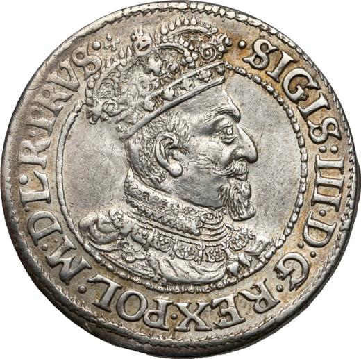 Аверс монеты - Орт (18 грошей) 1619 года SB "Гданьск" - цена серебряной монеты - Польша, Сигизмунд III Ваза