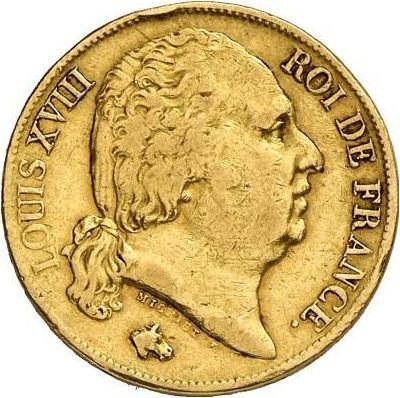 Аверс монеты - 20 франков 1817 года K "Тип 1816-1824" Бордо - цена золотой монеты - Франция, Людовик XVIII