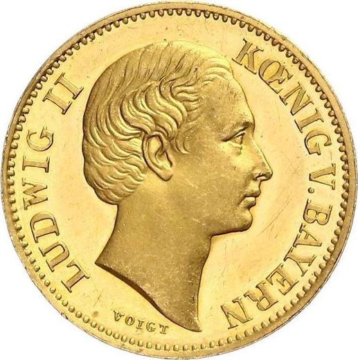 Anverso 2 ducados 1869 "200 aniversario de Guardia Leib" - valor de la moneda de oro - Baviera, Luis II