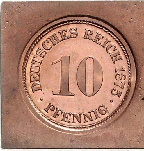 Аверс монеты - Пробные 10 пфеннигов 1873 года G Клипа Односторонний оттиск Медь - цена  монеты - Германия, Германская Империя