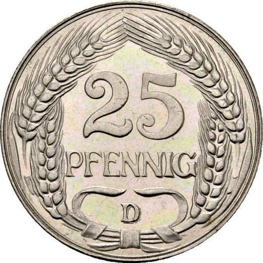 Аверс монеты - 25 пфеннигов 1911 года D "Тип 1909-1912" - цена  монеты - Германия, Германская Империя