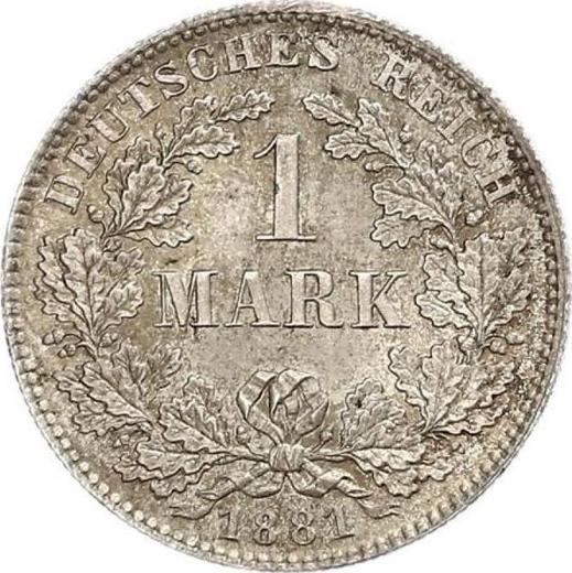 Awers monety - 1 marka 1881 F "Typ 1873-1887" - cena srebrnej monety - Niemcy, Cesarstwo Niemieckie