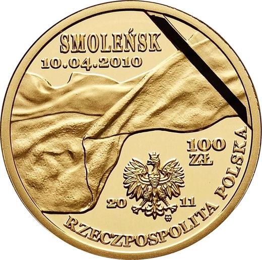 Awers monety - 100 złotych 2011 MW AWB "Pamięci Ofiar katastrofy smoleńskiej" - cena złotej monety - Polska, III RP po denominacji