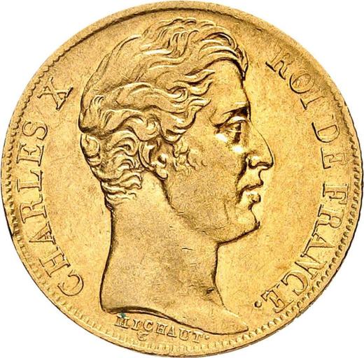 Аверс монеты - 20 франков 1830 года A "Тип 1825-1830" Париж Гурт рубчатый - цена золотой монеты - Франция, Карл X