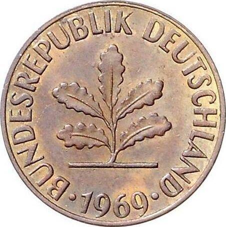 Reverso 2 Pfennige 1969 J "Tipo 1950-1969" - valor de la moneda  - Alemania, RFA