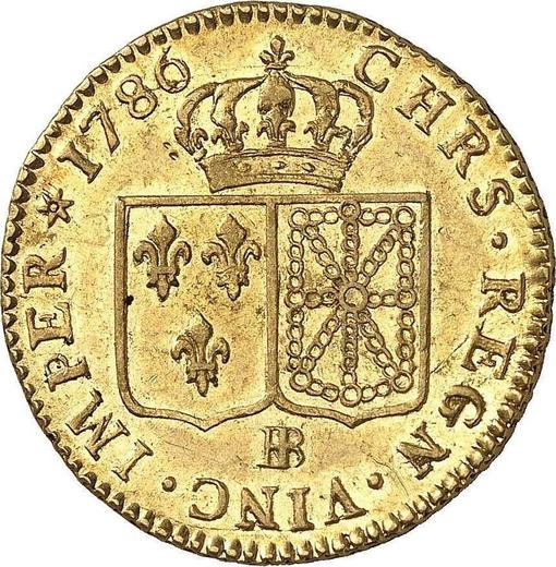 Реверс монеты - Луидор 1786 года BB Страсбург - цена золотой монеты - Франция, Людовик XVI