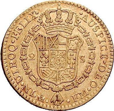Reverso 2 escudos 1772 Mo FM - valor de la moneda de oro - México, Carlos III
