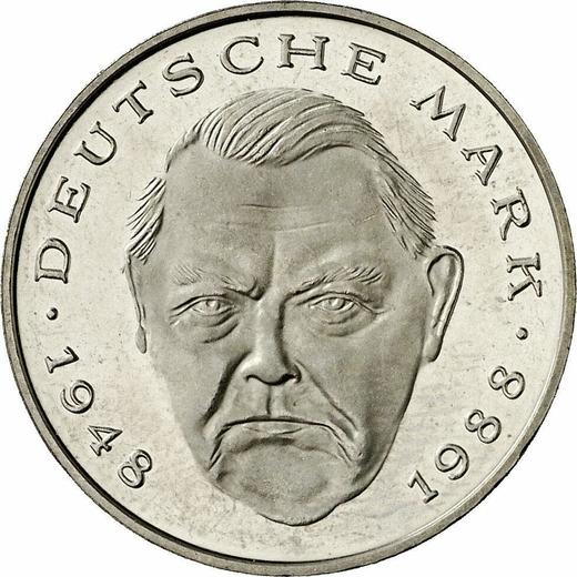 Аверс монеты - 2 марки 1995 года F "Людвиг Эрхард" - цена  монеты - Германия, ФРГ
