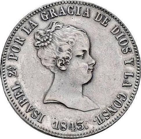 Аверс монеты - 10 реалов 1843 года M CL - цена серебряной монеты - Испания, Изабелла II