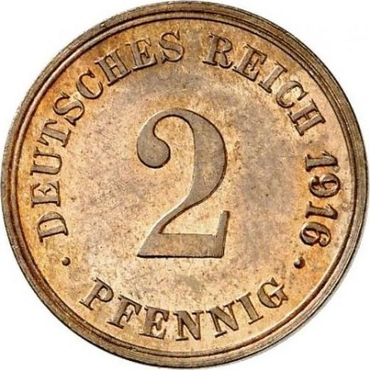 Аверс монеты - 2 пфеннига 1916 года G "Тип 1904-1916" - цена  монеты - Германия, Германская Империя