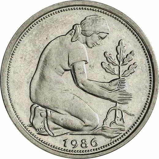 Reverso 50 Pfennige 1986 D - valor de la moneda  - Alemania, RFA