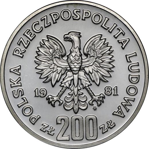 Аверс монеты - 200 злотых 1981 года MW "Болеслав II Смелый" Серебро - цена серебряной монеты - Польша, Народная Республика