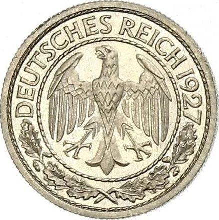 Аверс монеты - 50 рейхспфеннигов 1927 года J - цена  монеты - Германия, Bеймарская республика