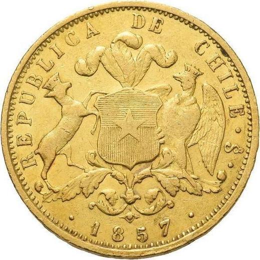 Реверс монеты - 10 песо 1857 года So - цена  монеты - Чили, Республика