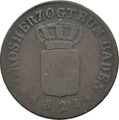 Аверс монеты - 1/2 крейцера 1825 года - цена  монеты - Баден, Людвиг I