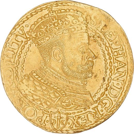 Awers monety - Dukat 1585 "Malbork" - cena złotej monety - Polska, Stefan Batory