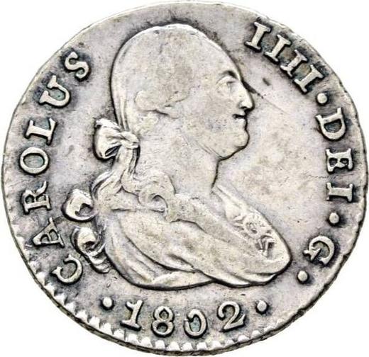 Аверс монеты - 1 реал 1802 года S CN - цена серебряной монеты - Испания, Карл IV