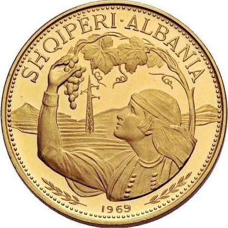 Аверс монеты - 100 леков 1969 года "Крестьянка" - цена золотой монеты - Албания, Народная Республика