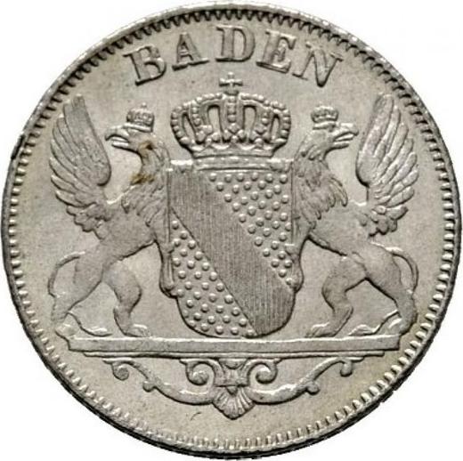 Аверс монеты - 6 крейцеров 1846 года - цена серебряной монеты - Баден, Леопольд