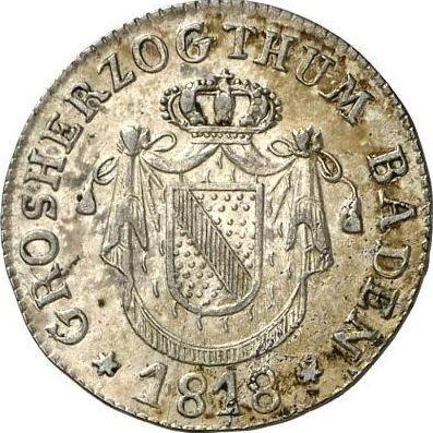Аверс монеты - 6 крейцеров 1818 года - цена серебряной монеты - Баден, Карл Людвиг Фридрих