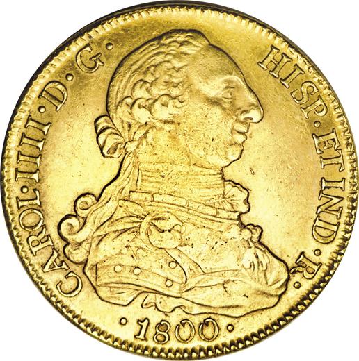 Anverso 8 escudos 1800 So JA - valor de la moneda de oro - Chile, Carlos IV