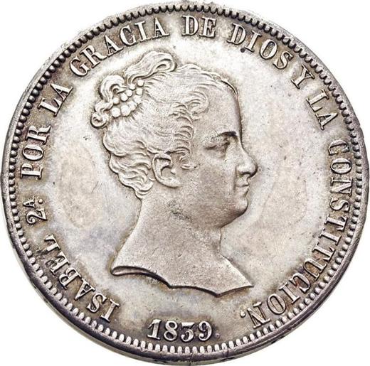 Аверс монеты - 20 реалов 1839 года M CL - цена серебряной монеты - Испания, Изабелла II