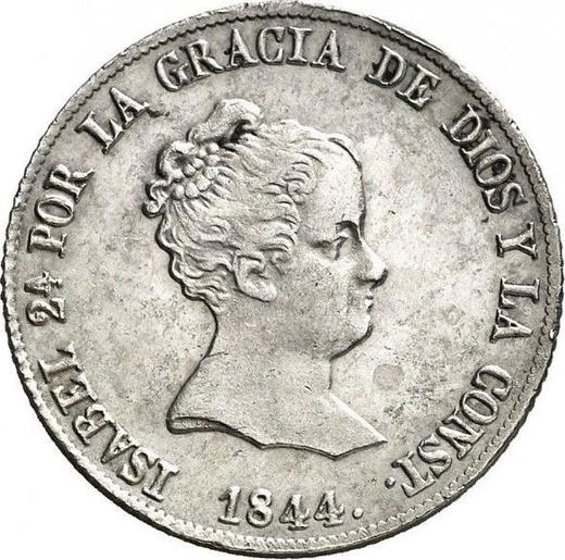 Аверс монеты - 4 реала 1844 года S RD - цена серебряной монеты - Испания, Изабелла II