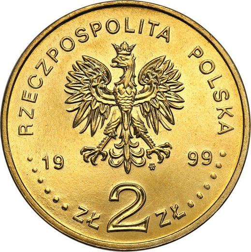 Anverso 2 eslotis 1999 MW NR "150 aniversario de la muerte de Frédéric Chopin" - valor de la moneda  - Polonia, República moderna