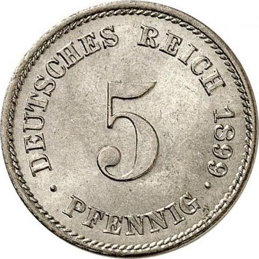 Аверс монеты - 5 пфеннигов 1899 года E "Тип 1890-1915" - цена  монеты - Германия, Германская Империя