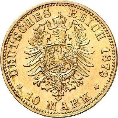 Реверс монеты - 10 марок 1879 года E "Саксония" - цена золотой монеты - Германия, Германская Империя
