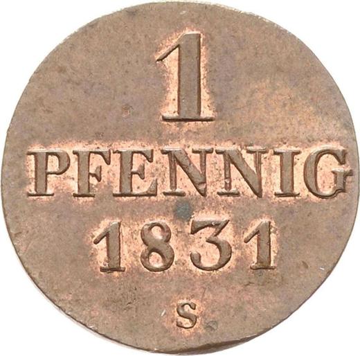 Реверс монеты - 1 пфенниг 1831 года S - цена  монеты - Саксония-Альбертина, Антон