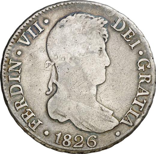 Аверс монеты - 4 реала 1826 года S JB - цена серебряной монеты - Испания, Фердинанд VII
