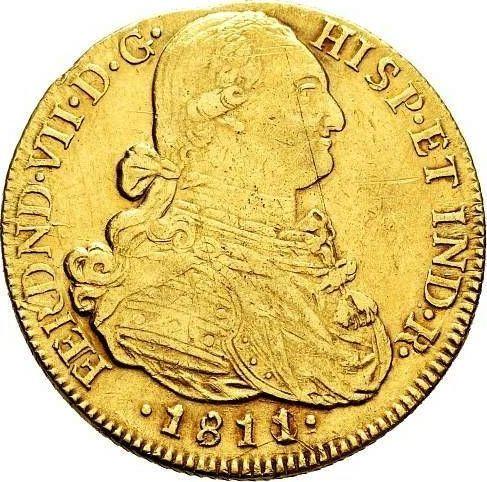 Аверс монеты - 8 эскудо 1811 года NR JF - цена золотой монеты - Колумбия, Фердинанд VII