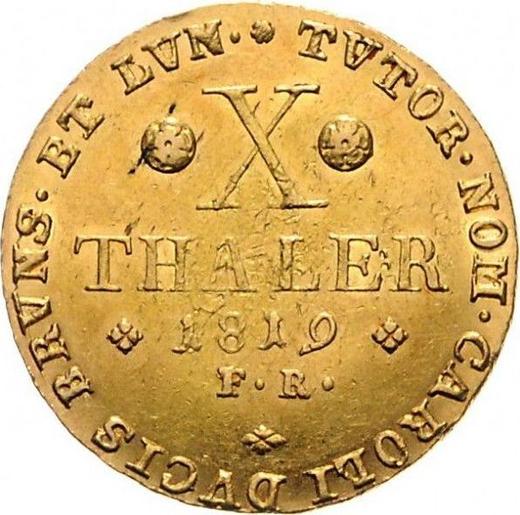 Reverso 10 táleros 1819 FR - valor de la moneda de oro - Brunswick-Wolfenbüttel, Carlos II