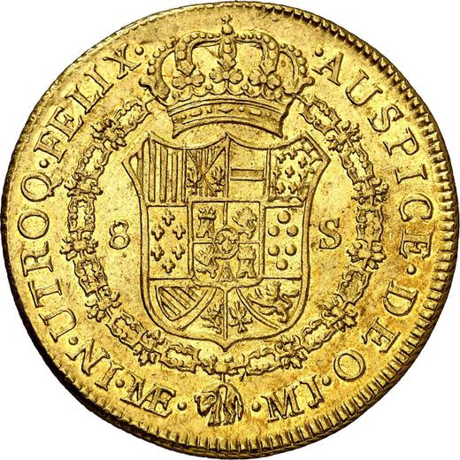 Reverse 8 Escudos 1778 MJ - Peru, Charles III