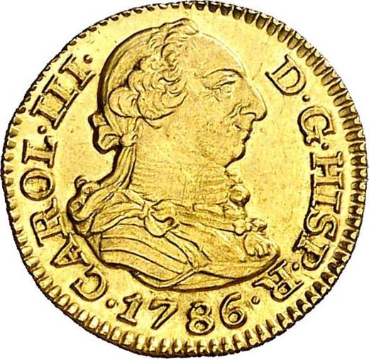 Avers 1/2 Escudo 1786 M DV - Goldmünze Wert - Spanien, Karl III