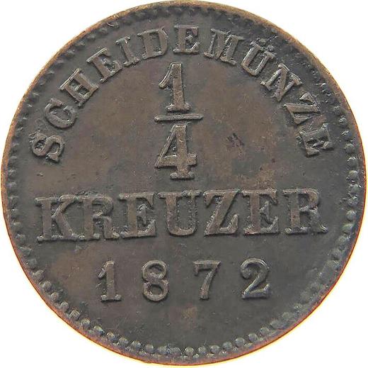 Rewers monety - 1/4 krajcara 1872 - cena  monety - Wirtembergia, Karol I