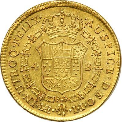 Rewers monety - 4 escudo 1791 IJ "Typ 1789-1791" - cena złotej monety - Peru, Karol IV