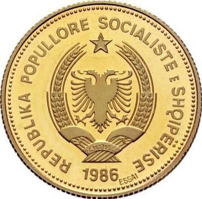 Reverse Pattern 100 Lekë 1986 "Durazzo Seaport" - Gold Coin Value - Albania, People's Republic