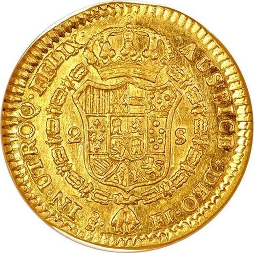 Reverso 2 escudos 1807 So FJ - valor de la moneda de oro - Chile, Carlos IV