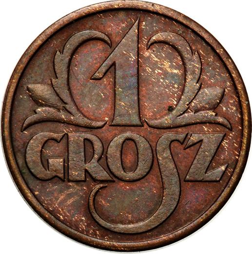 Реверс монеты - 1 грош 1930 года WJ - цена  монеты - Польша, II Республика
