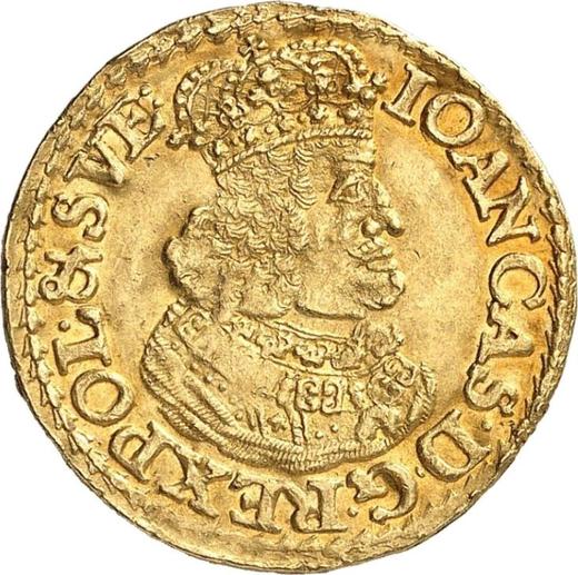 Awers monety - Dukat 1651 AT "Popiersie w koronie" - cena złotej monety - Polska, Jan II Kazimierz