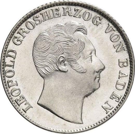 Awers monety - 1/2 guldena 1849 - cena srebrnej monety - Badenia, Leopold