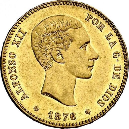 Аверс монеты - 25 песет 1876 года DEM - цена золотой монеты - Испания, Альфонсо XII