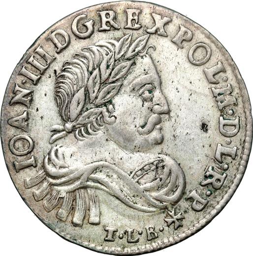 Аверс монеты - Орт (18 грошей) 1684 года TLB "Щит вогнутый" - цена серебряной монеты - Польша, Ян III Собеский