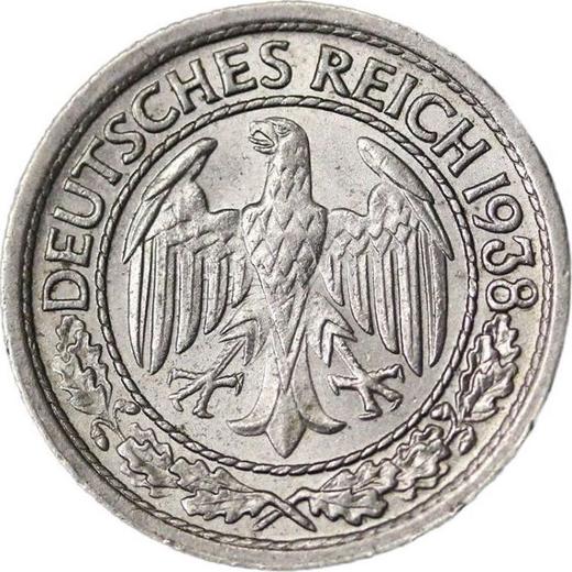 Аверс монеты - 50 рейхспфеннигов 1938 года G - цена  монеты - Германия, Bеймарская республика
