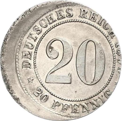 Аверс монеты - 20 пфеннигов 1890-1892 года "Тип 1890-1892" Смещение штемпеля - цена  монеты - Германия, Германская Империя